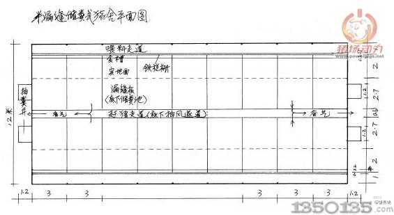 半漏缝储粪式猪舍平面图